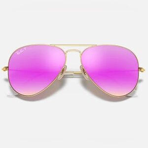 Ray-Ban Pink Aviator Flash Sunglasses + Case